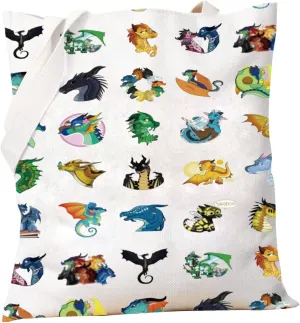 PXTIDY Wings Dragon Novel Inspired Gift Fantasy Novel Fire Dragon Tote Bag Wings Dragon Party Gifts Bookish Tote Bag