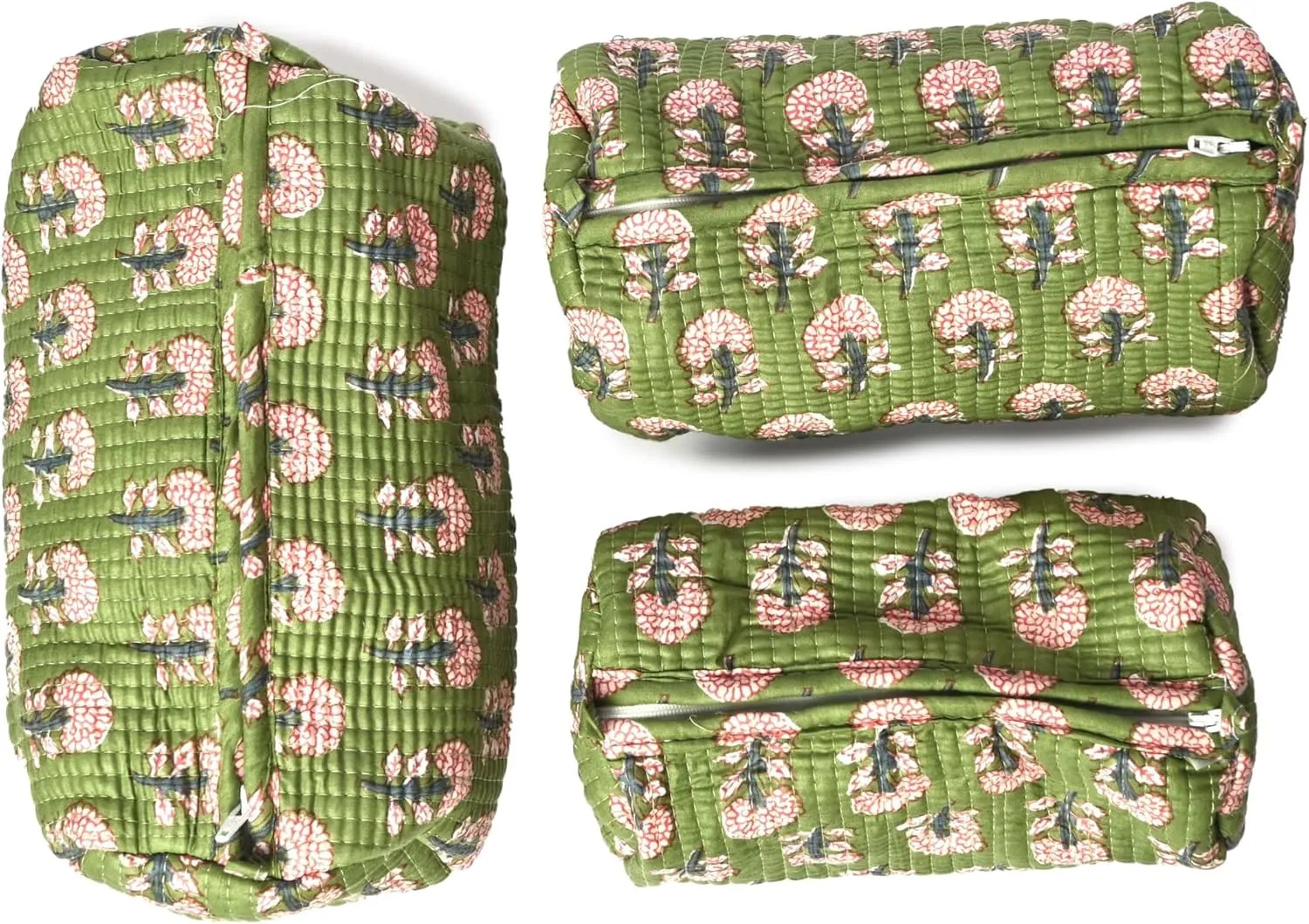 Quilted Cotton Travel Pouch  Handcrafted Cosmetic Bag with Jungle Print