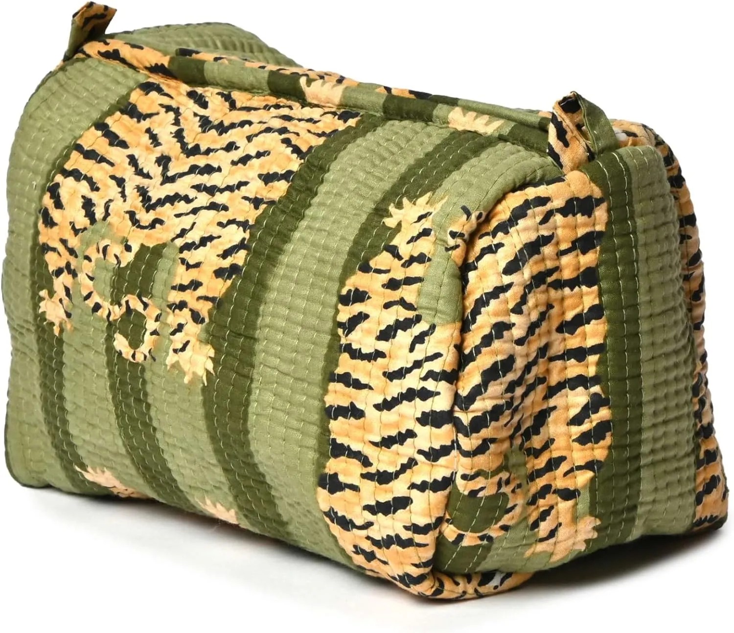 Quilted Cotton Travel Pouch  Handcrafted Cosmetic Bag with Jungle Print