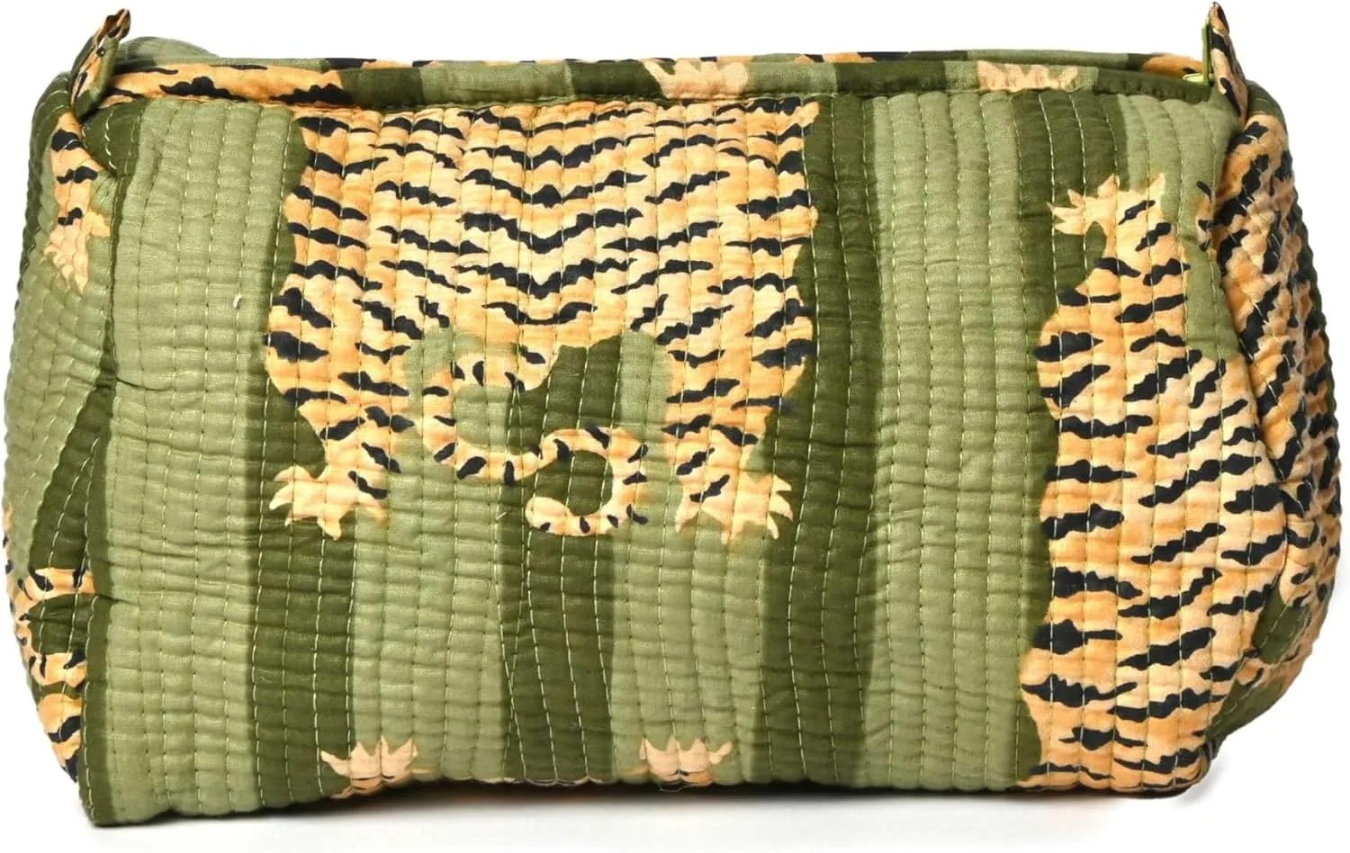 Quilted Cotton Travel Pouch  Handcrafted Cosmetic Bag with Jungle Print