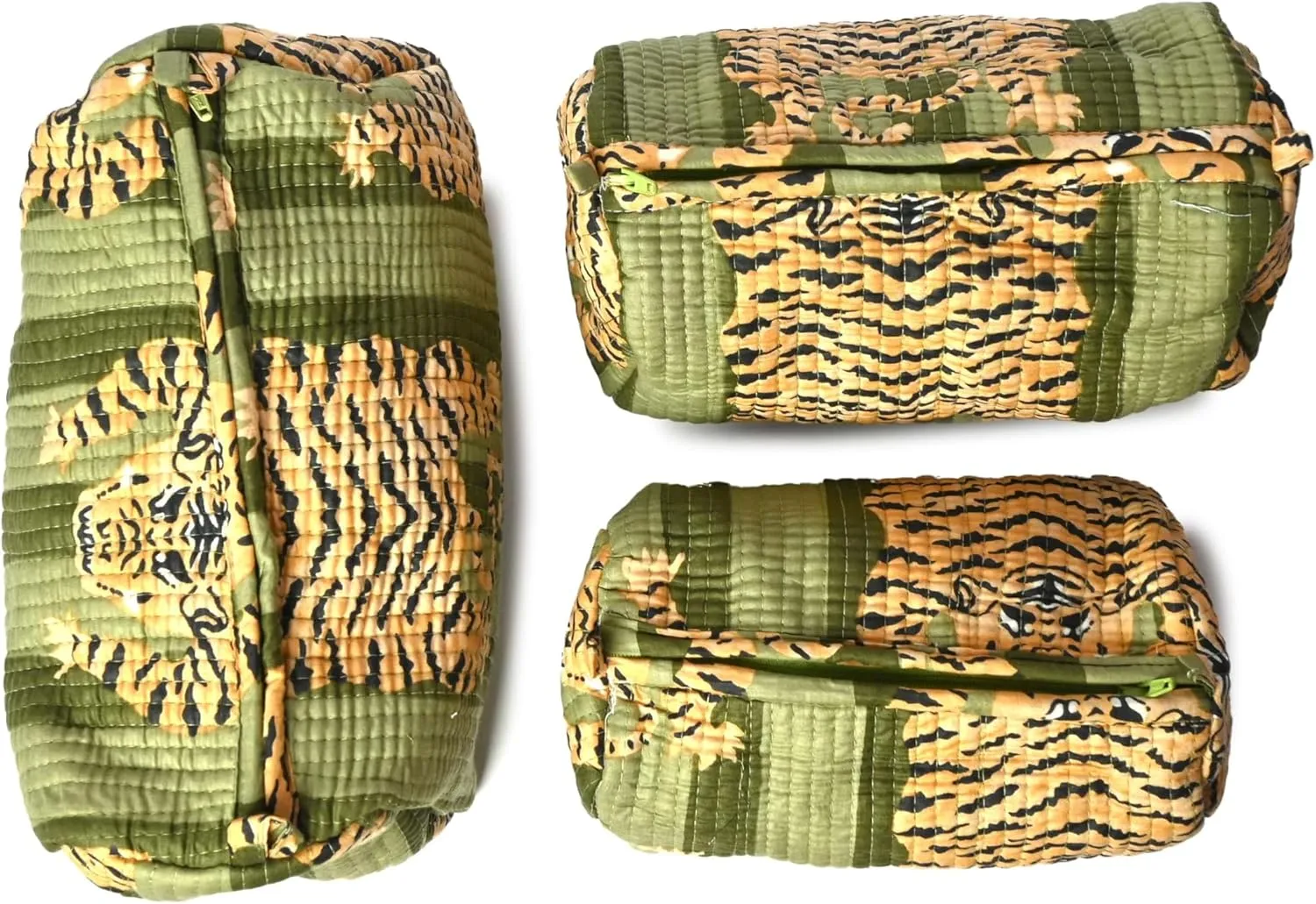 Quilted Cotton Travel Pouch  Handcrafted Cosmetic Bag with Jungle Print