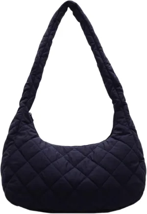 Quilted Nylon Shoulder Crossbody Bag Women Puffy Hobos Handbags Padded Carryall Purse Lightweight