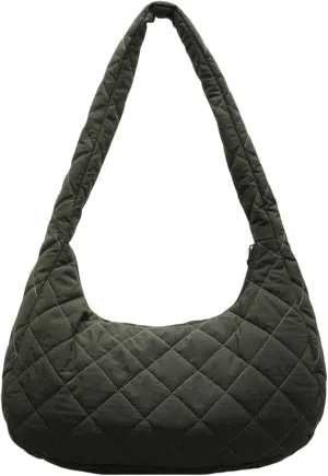 Quilted Nylon Shoulder Crossbody Bag Women Puffy Hobos Handbags Padded Carryall Purse Lightweight