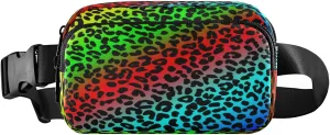 Rainbow Leopard Pattern Belt Bag for Women Men Fanny Pack Small Waist Pouch Crossbody Bags for Outdoor Hiking Running Travel