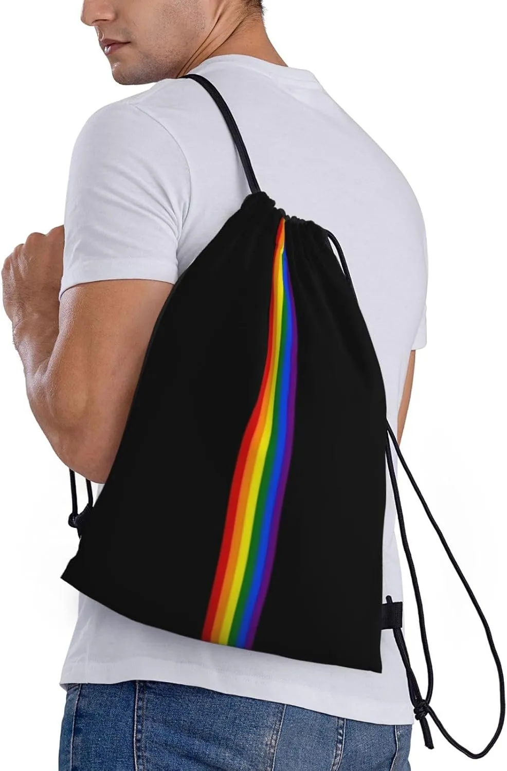 Rainbow LGBT Pride Gay Drawstring Bag Adjustable Bags Backpack for Women Men Sport Gym Beach Shopping Yoga