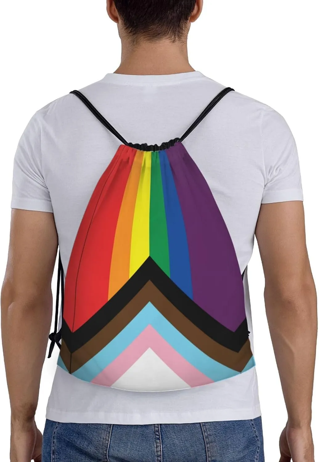 Rainbow LGBT Pride Gay Drawstring Bag Adjustable Bags Backpack for Women Men Sport Gym Beach Shopping Yoga