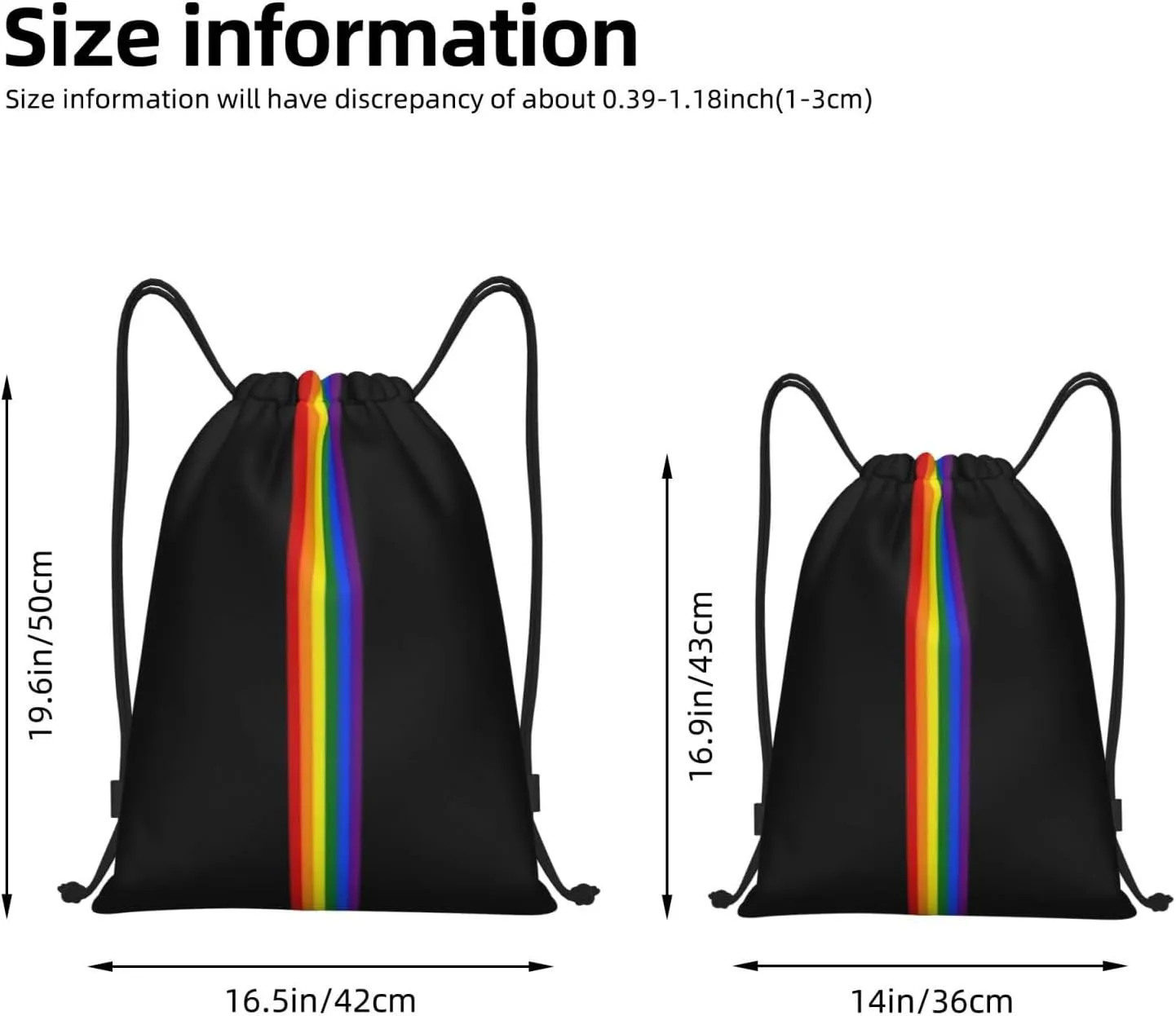 Rainbow LGBT Pride Gay Drawstring Bag Adjustable Bags Backpack for Women Men Sport Gym Beach Shopping Yoga