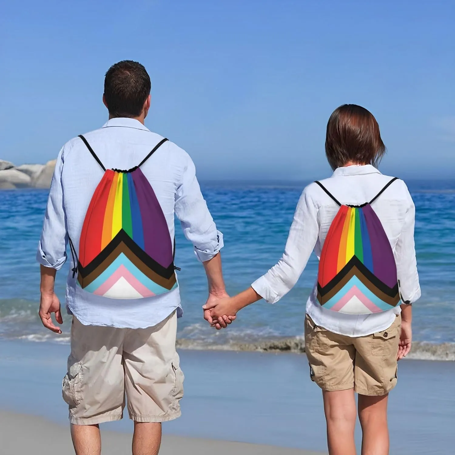 Rainbow LGBT Pride Gay Drawstring Bag Adjustable Bags Backpack for Women Men Sport Gym Beach Shopping Yoga