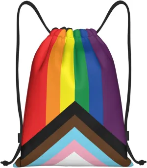 Rainbow LGBT Pride Gay Drawstring Bag Adjustable Bags Backpack for Women Men Sport Gym Beach Shopping Yoga