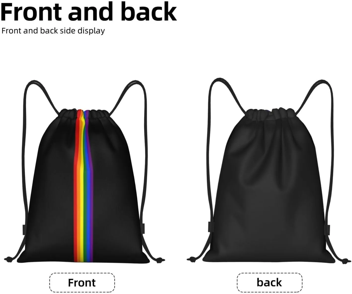 Rainbow LGBT Pride Gay Drawstring Bag Adjustable Bags Backpack for Women Men Sport Gym Beach Shopping Yoga