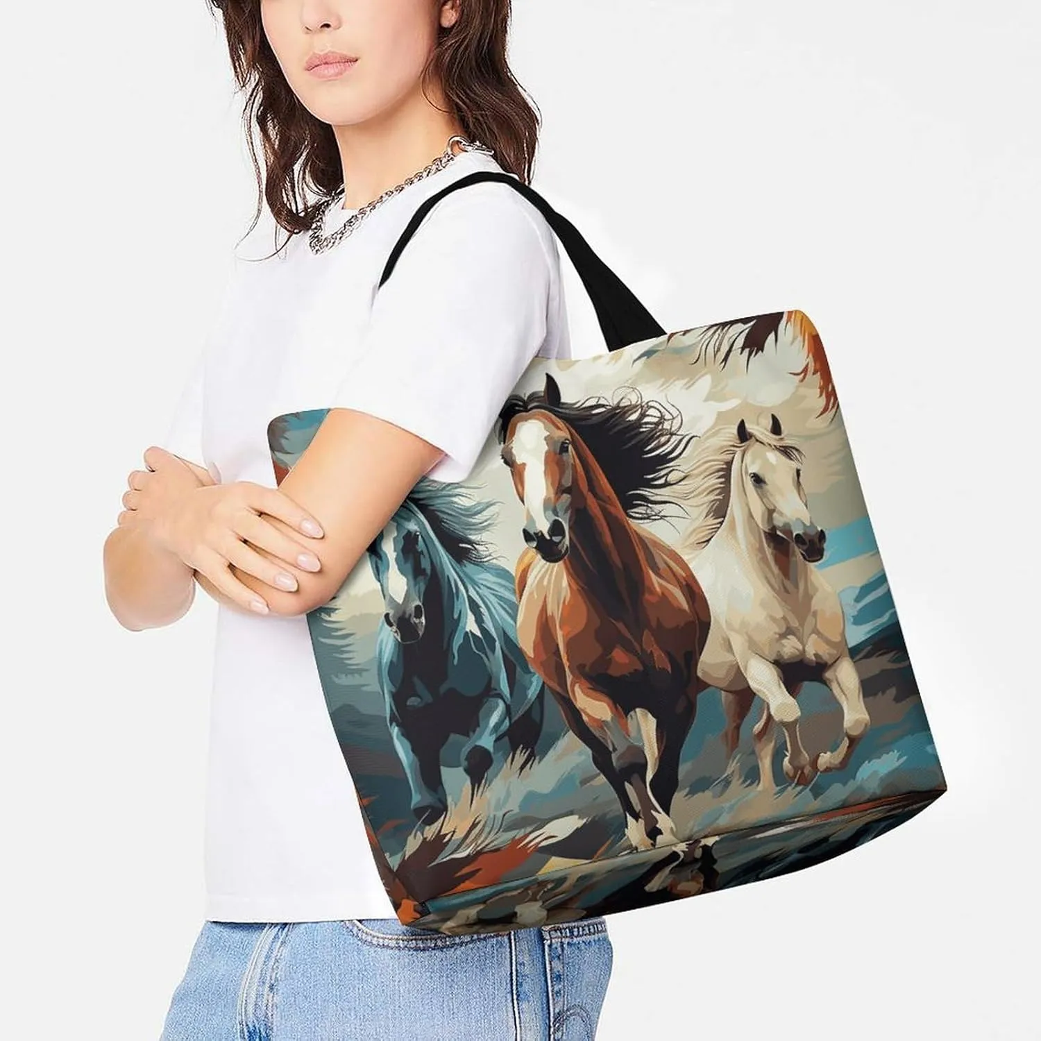 Real Image of Donkey Beach Bag Reusable Tote Bag Foldable Grocery Bags Women Shopping Bags for Daily Essentials
