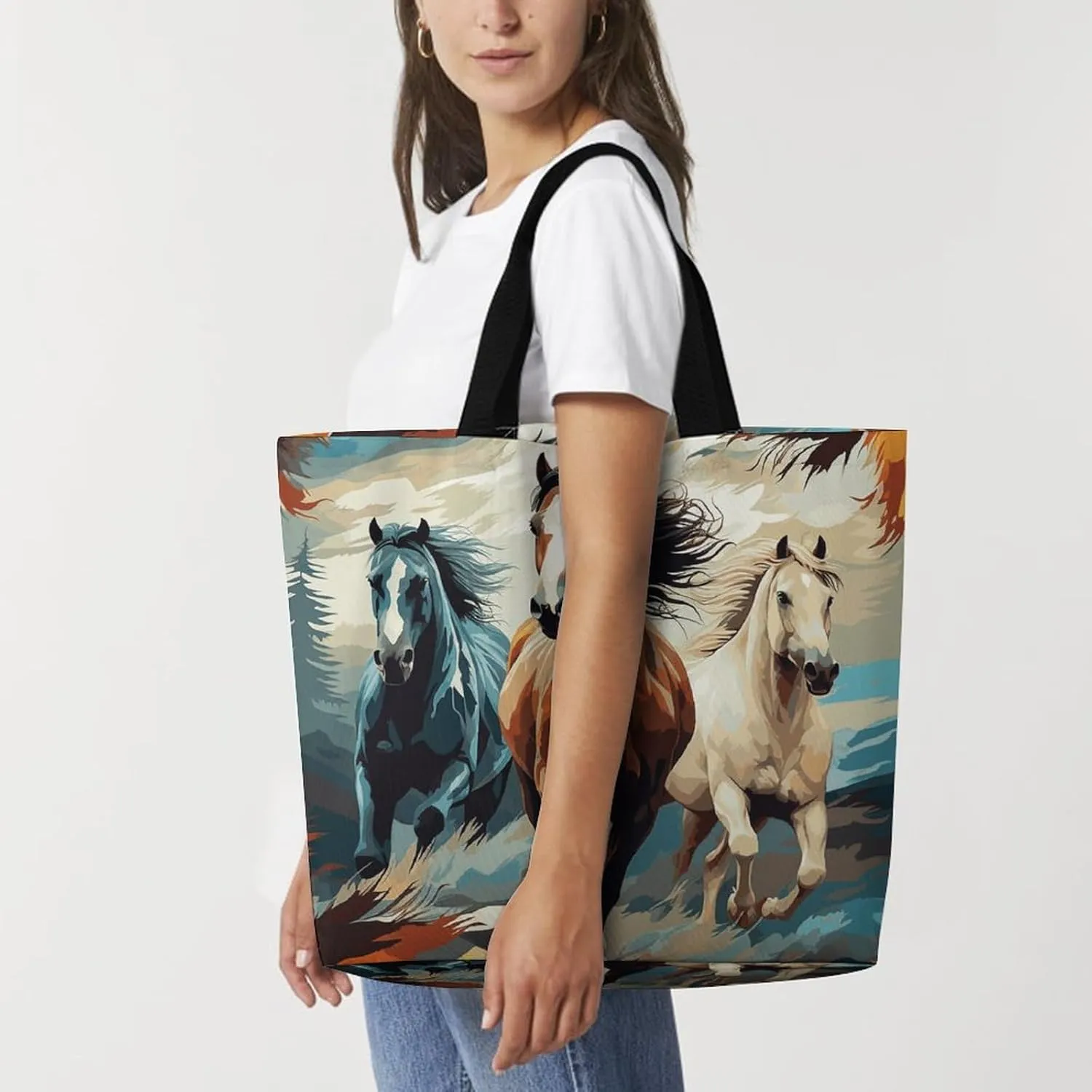 Real Image of Donkey Beach Bag Reusable Tote Bag Foldable Grocery Bags Women Shopping Bags for Daily Essentials