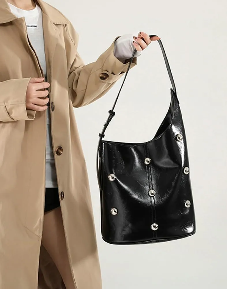 Retro Bucket Bags for Women Trendy Shoulder Handbag Ladies Designer Purses for Commuting Large-Capacity Satchels