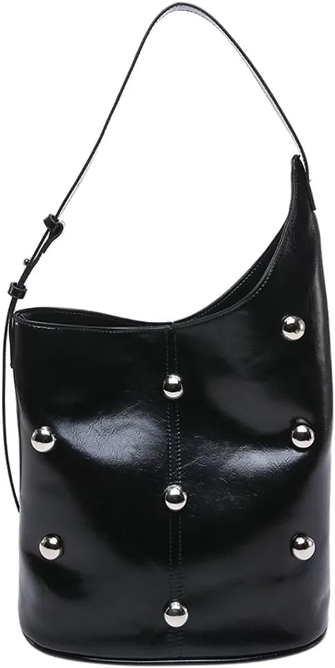 Retro Bucket Bags for Women Trendy Shoulder Handbag Ladies Designer Purses for Commuting Large-Capacity Satchels