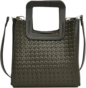 Retro Woven Crossbody Handbags For Women Clutch Satchels Shoulder Purse Ladies Trendy Bucket Bag for Work Travel