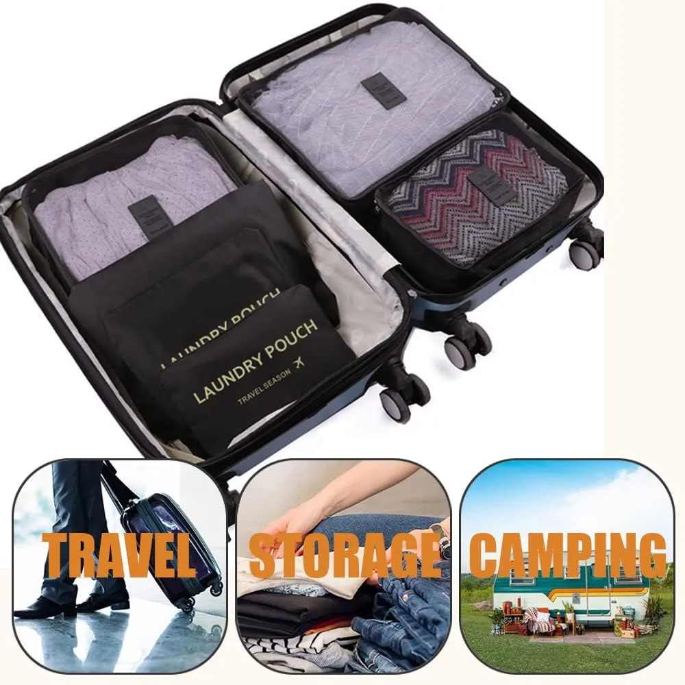Rojeam Packing Cubes 6 Pcs Travel Luggage Organizer Packing Organizers Set (Black)