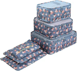 Rojeam Packing Cubes 6 Pcs Travel Luggage Organizer Packing Organizers Set (Blue Daisy)