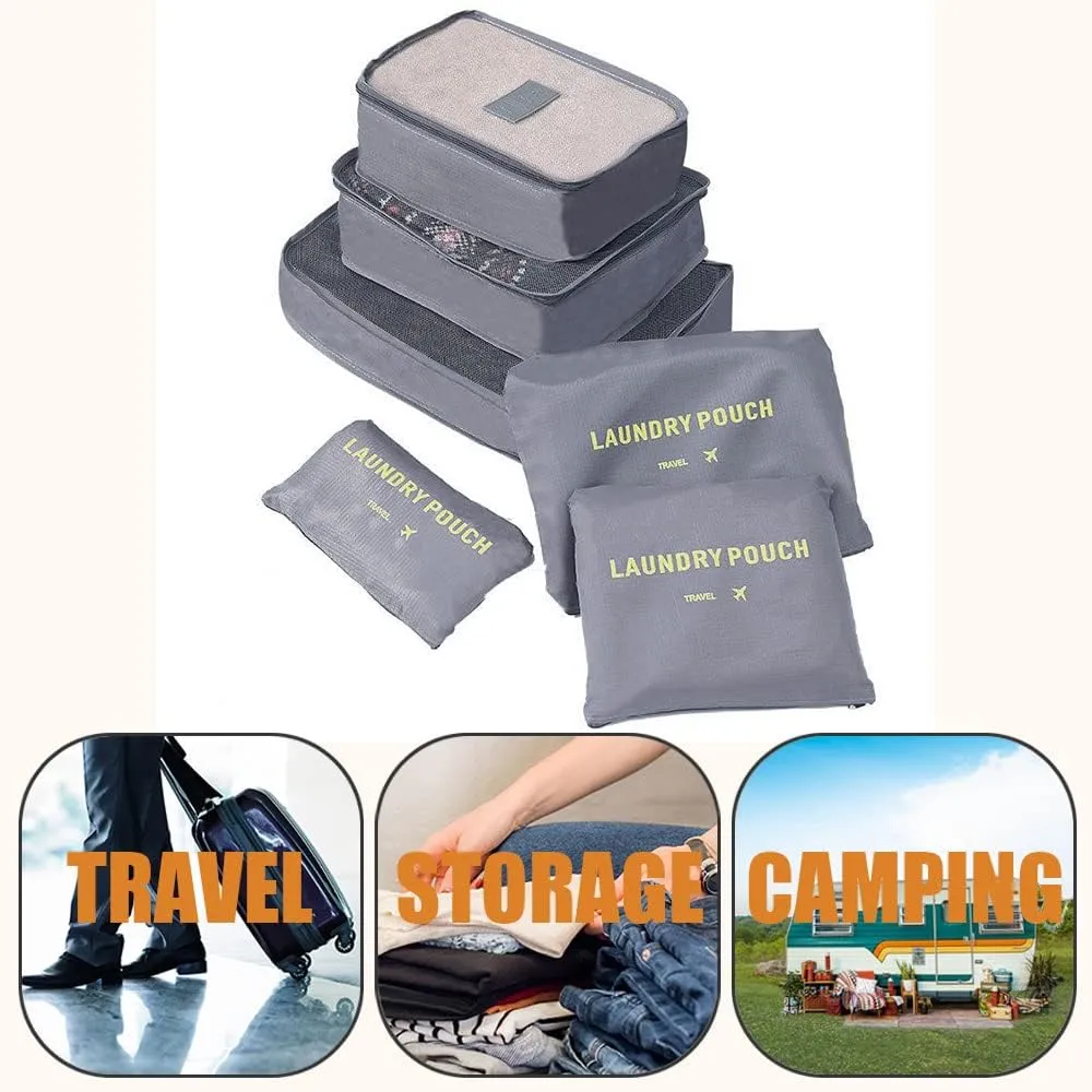 Rojeam Packing Cubes 6 Pcs Travel Luggage Organizer Packing Organizers Set (Grey)