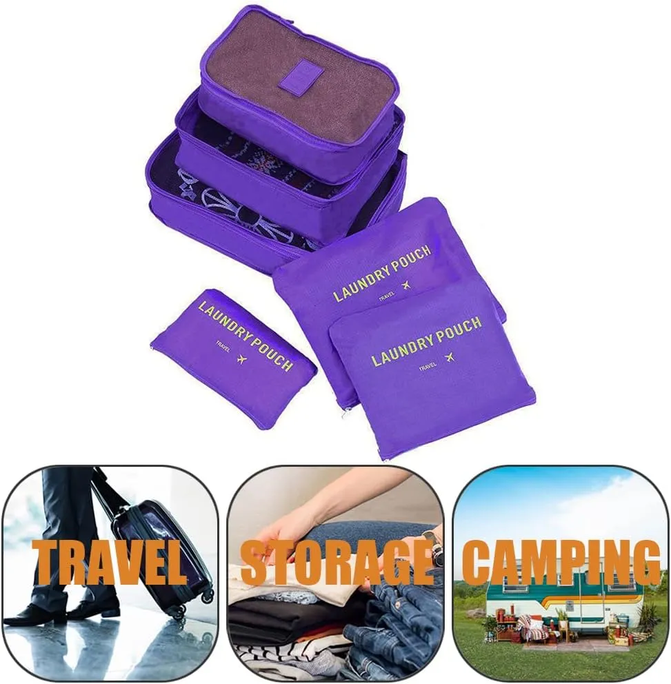 Rojeam Packing Cubes 6 Pcs Travel Luggage Organizer Packing Organizers Set (Purple)