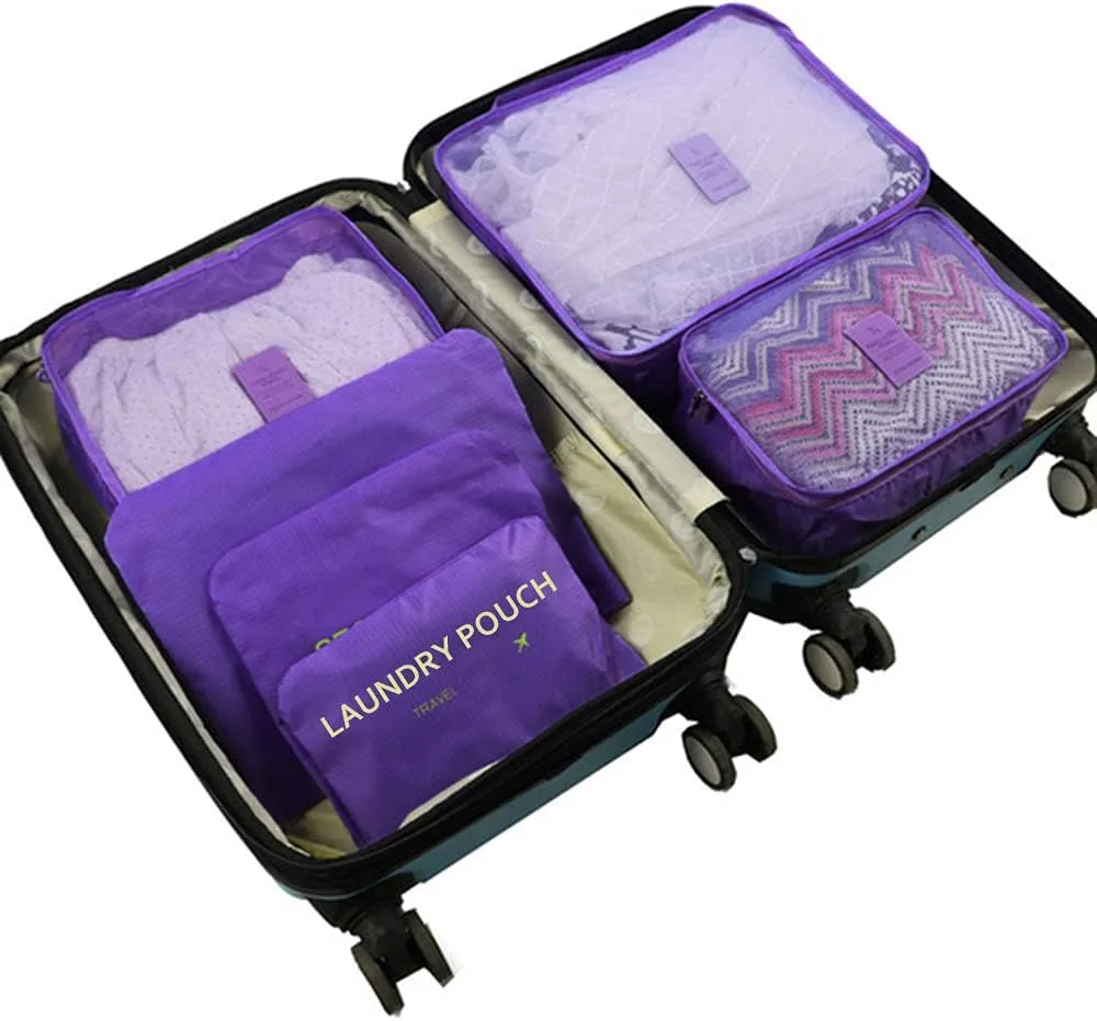 Rojeam Packing Cubes 6 Pcs Travel Luggage Organizer Packing Organizers Set (Purple)