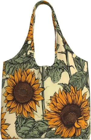 Romantic Sunflowers Canvas Tote Bag Aesthetic Large Shoulder Bags Reusable Shopping Bags for Women Grocery Bag Purse
