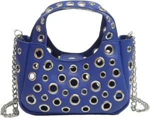 Rungion Trendy Vegan Leather Shoulder Bag for Women Small Y2k Rivet Handbags Crossbody Purse with Chain Satchels 2025