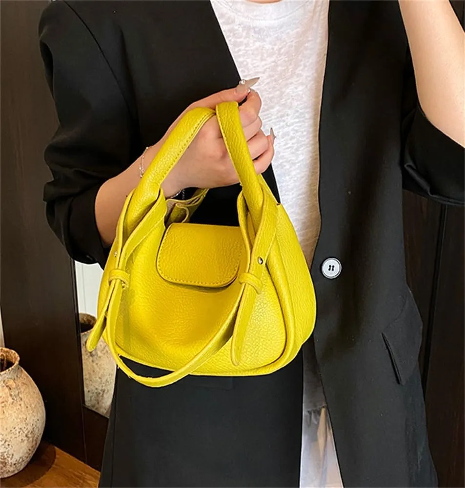 Rungion Womens Trendy Bucket Handbag Purse Small Vegan Leather Shoulder Crossbody Bag Cute Y2k Satchels 2Pcs