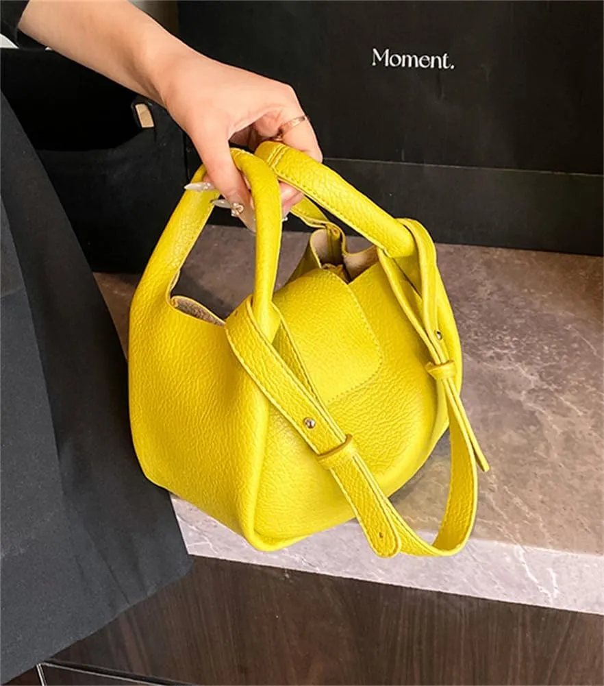 Rungion Womens Trendy Bucket Handbag Purse Small Vegan Leather Shoulder Crossbody Bag Cute Y2k Satchels 2Pcs