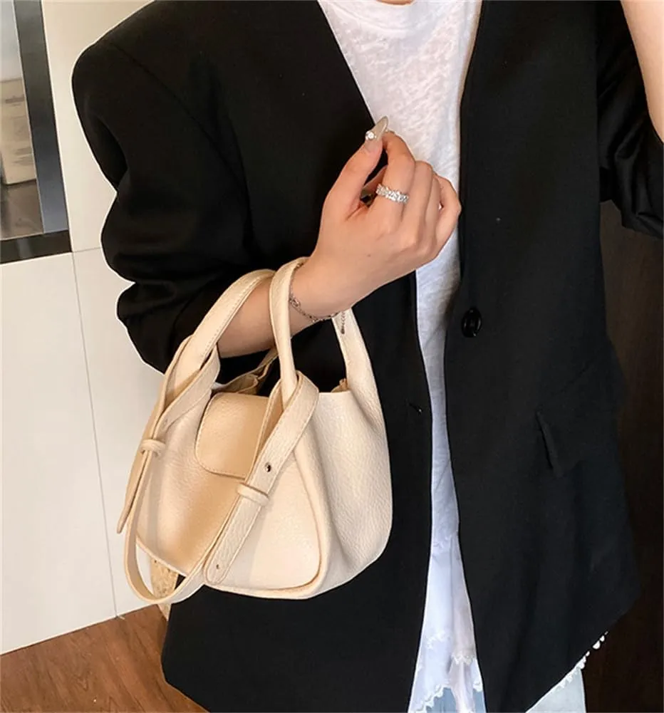 Rungion Womens Trendy Bucket Handbag Purse Small Vegan Leather Shoulder Crossbody Bag Cute Y2k Satchels 2Pcs