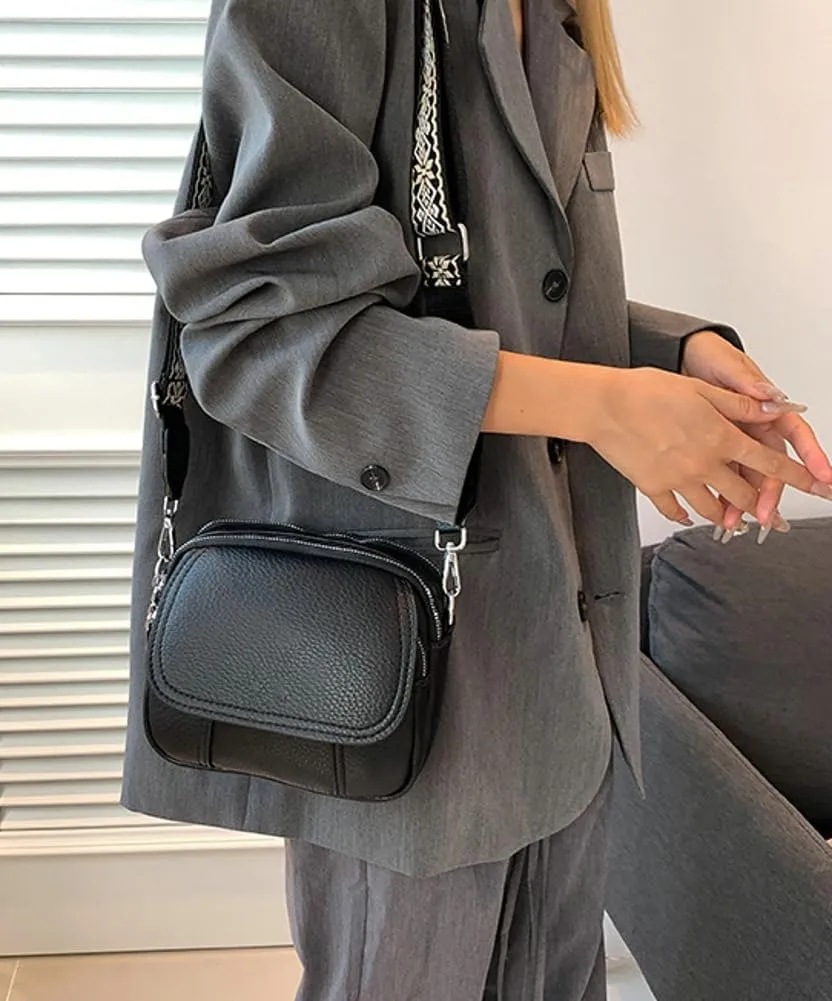 Rungion Womens Trendy Crossbody Purse Wide Strap Lightweight Shoulder Bag Small Vegan Leather Handbag Cute Daily Satchels