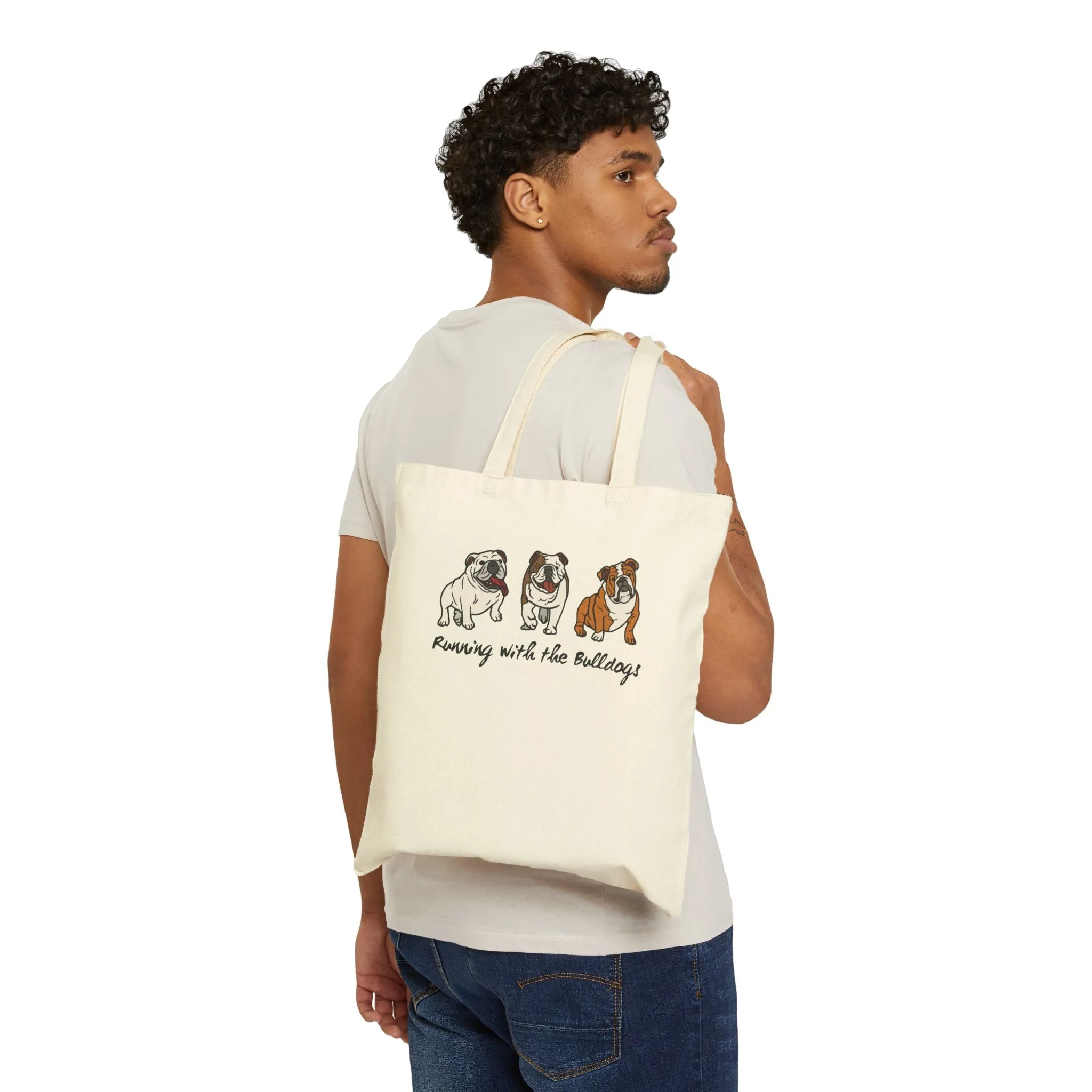 Running with the Bulldogs Cotton Canvas Tote Bag
