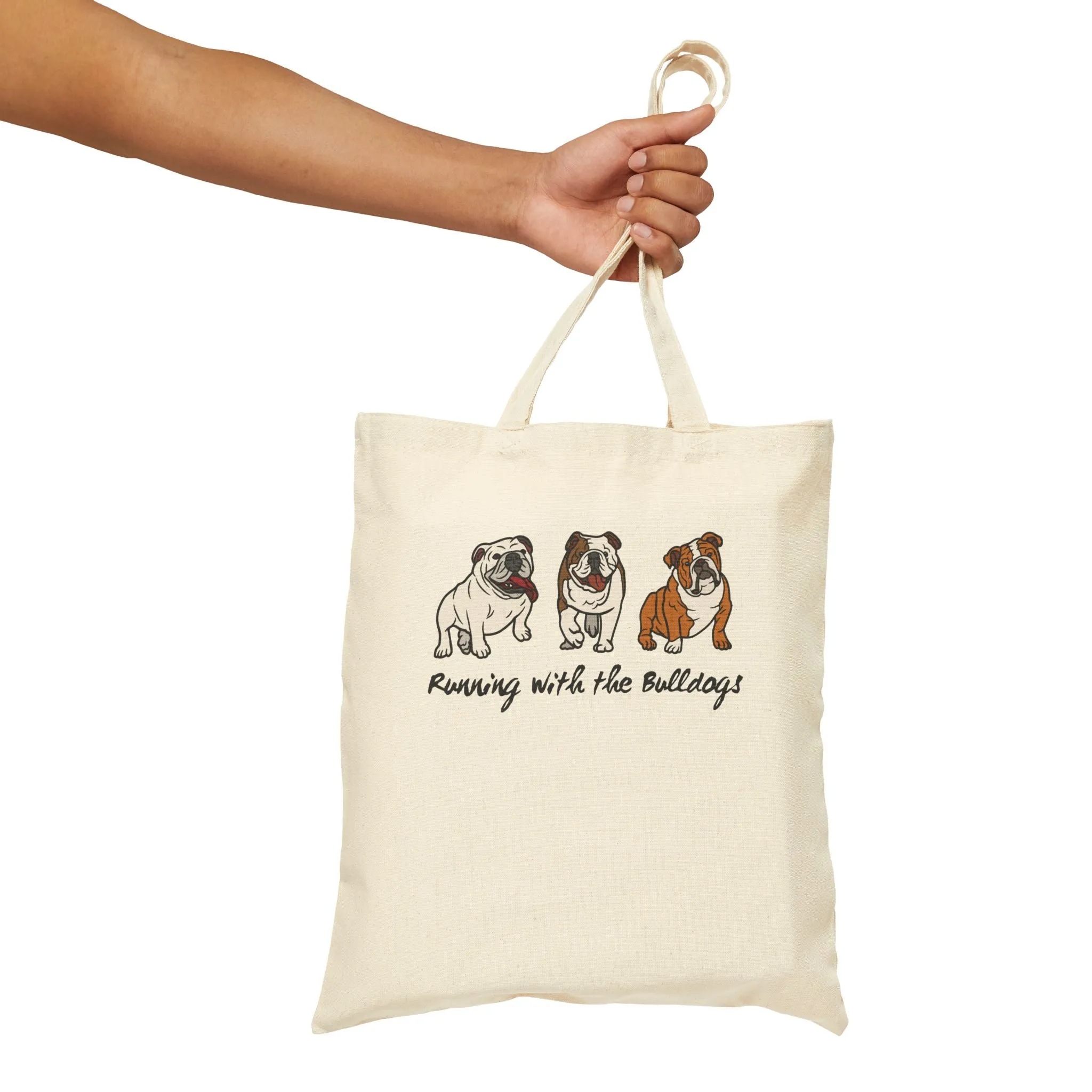 Running with the Bulldogs Cotton Canvas Tote Bag