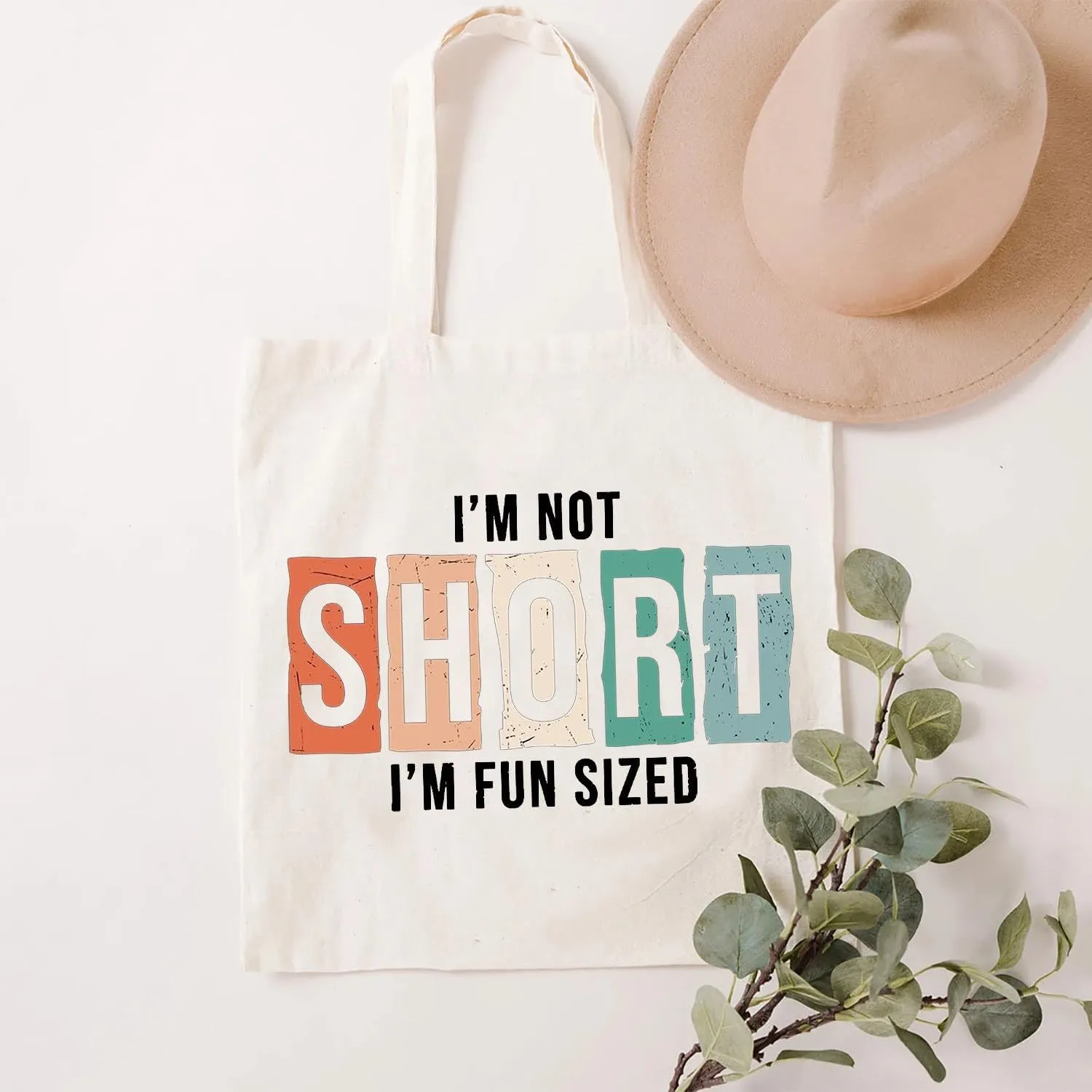 SAUIVD Funny Sayings Tote Bag for Women I'm not Short I'm Fun Tote Bag Casual Reusable Grocery Bags