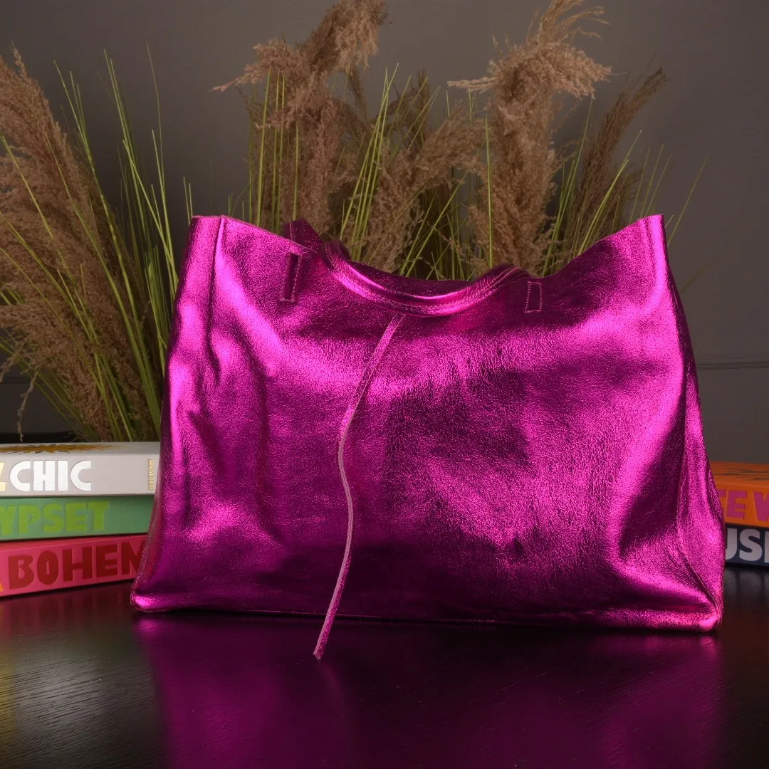 SHOPPER Bag Pink Large Leather