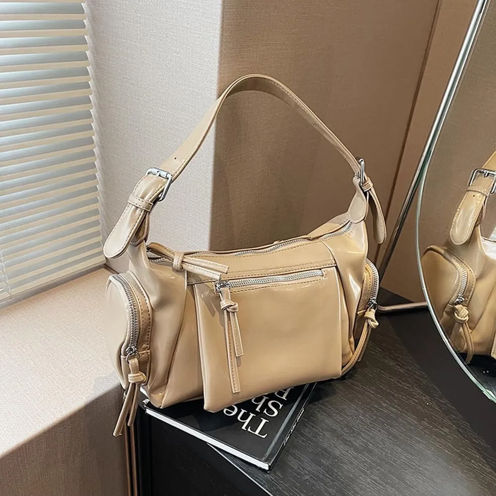 Shoulder Bag Soft PU Leather Underarm Bag Multi-Pocket Hobo Bag Trendy Tote Bag for Women Work Shopping Travel