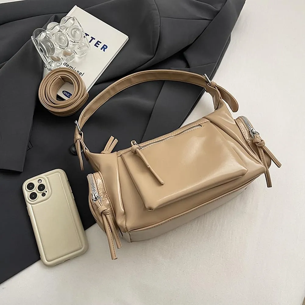 Shoulder Bag Soft PU Leather Underarm Bag Multi-Pocket Hobo Bag Trendy Tote Bag for Women Work Shopping Travel