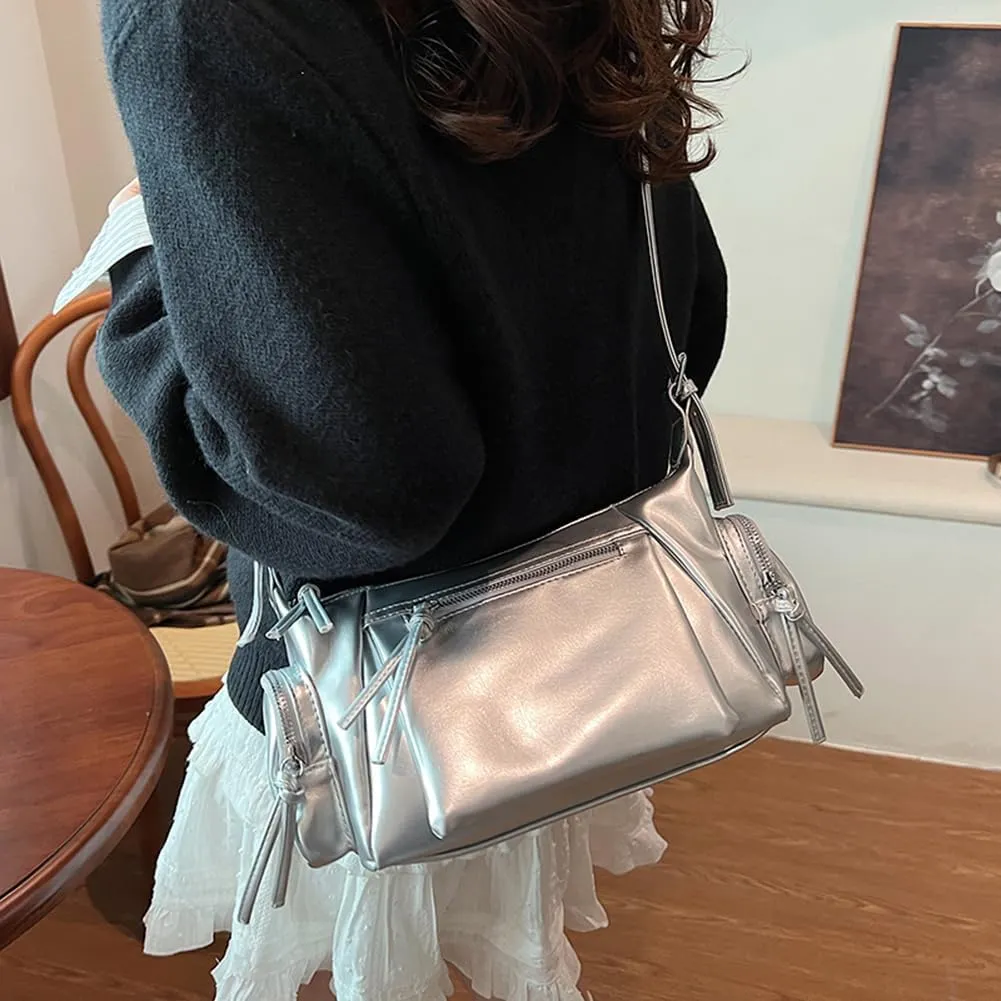 Shoulder Bag Soft PU Leather Underarm Bag Multi-Pocket Hobo Bag Trendy Tote Bag for Women Work Shopping Travel