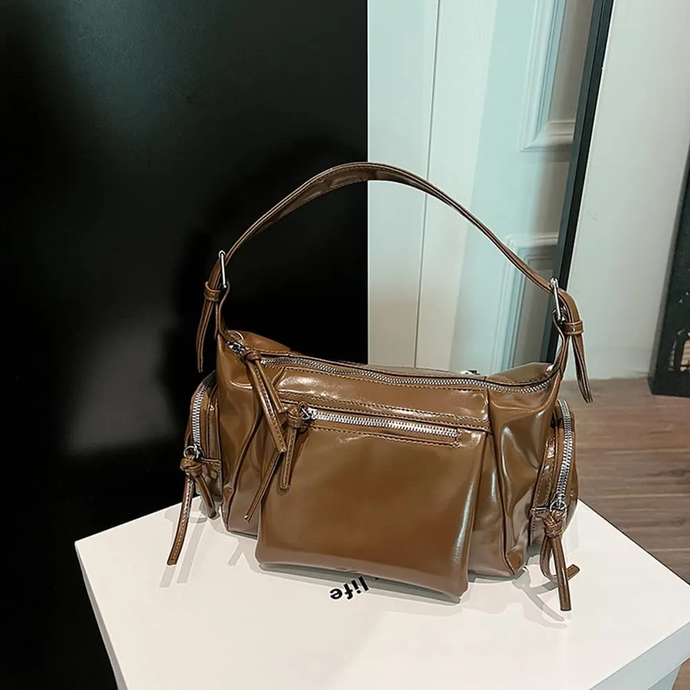 Shoulder Bag Soft PU Leather Underarm Bag Multi-Pocket Hobo Bag Trendy Tote Bag for Women Work Shopping Travel