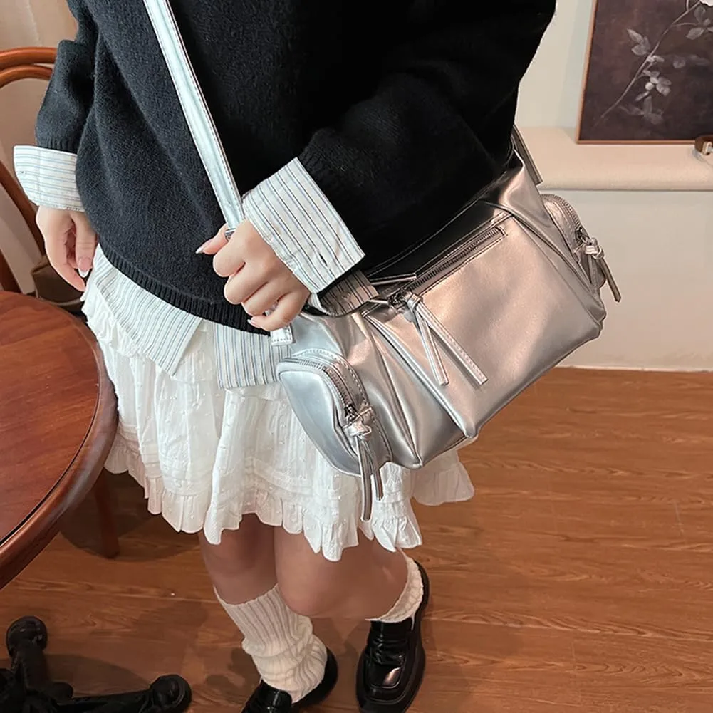 Shoulder Bag Soft PU Leather Underarm Bag Multi-Pocket Hobo Bag Trendy Tote Bag for Women Work Shopping Travel