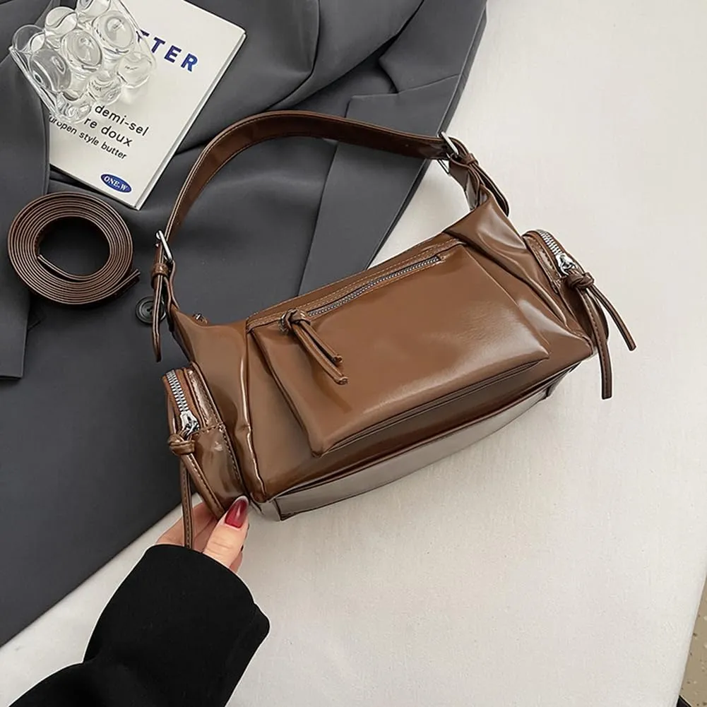 Shoulder Bag Soft PU Leather Underarm Bag Multi-Pocket Hobo Bag Trendy Tote Bag for Women Work Shopping Travel