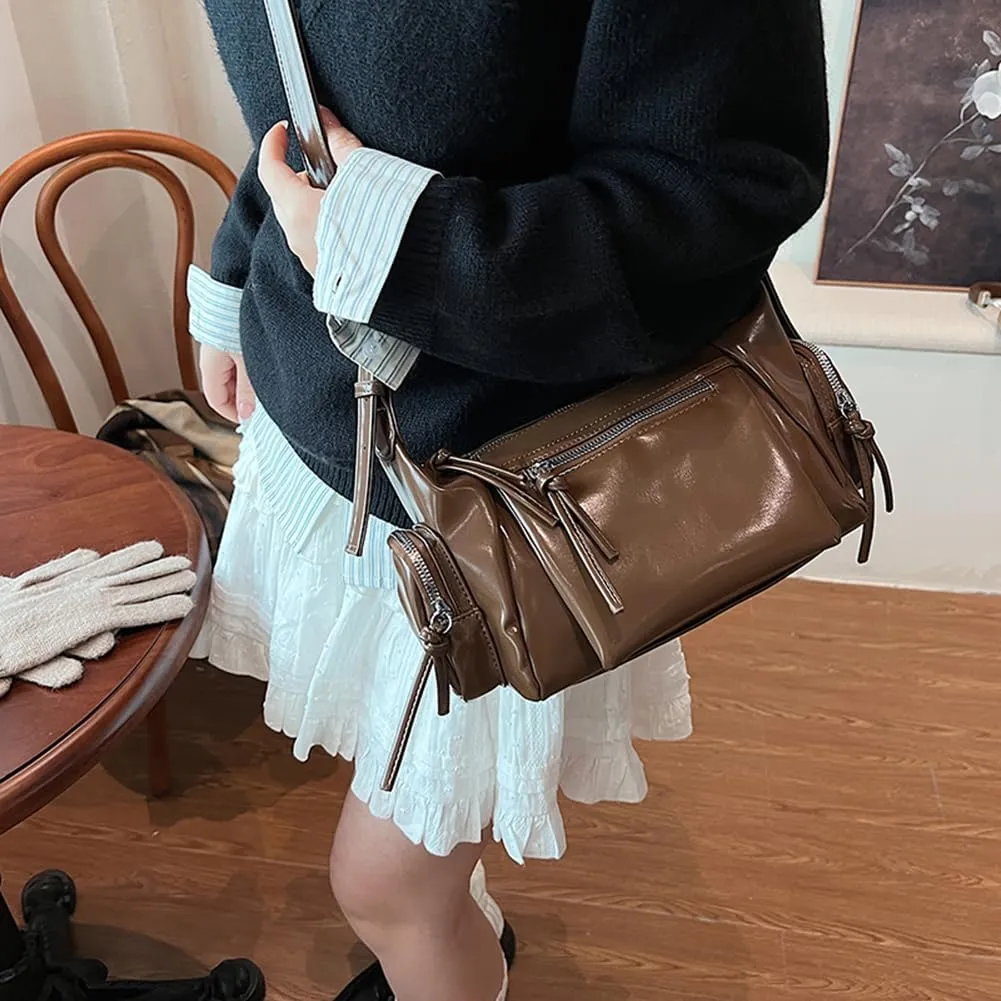 Shoulder Bag Soft PU Leather Underarm Bag Multi-Pocket Hobo Bag Trendy Tote Bag for Women Work Shopping Travel