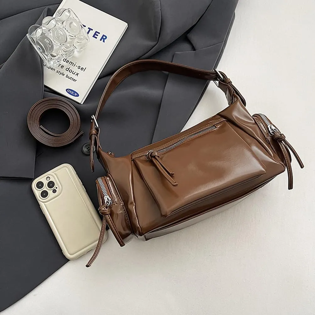 Shoulder Bag Soft PU Leather Underarm Bag Multi-Pocket Hobo Bag Trendy Tote Bag for Women Work Shopping Travel