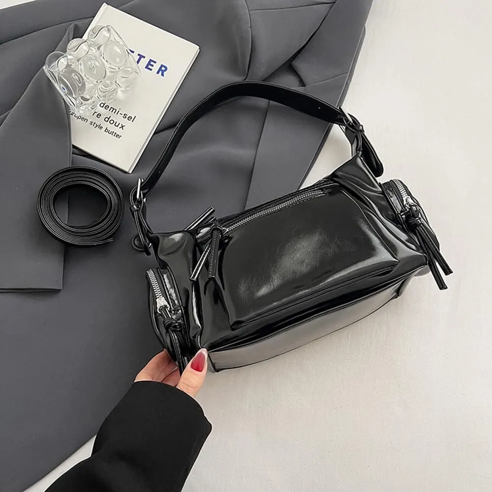 Shoulder Bag Soft PU Leather Underarm Bag Multi-Pocket Hobo Bag Trendy Tote Bag for Women Work Shopping Travel