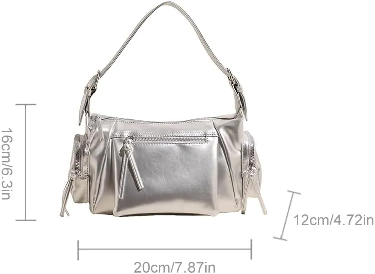 Shoulder Bag Soft PU Leather Underarm Bag Multi-Pocket Hobo Bag Trendy Tote Bag for Women Work Shopping Travel