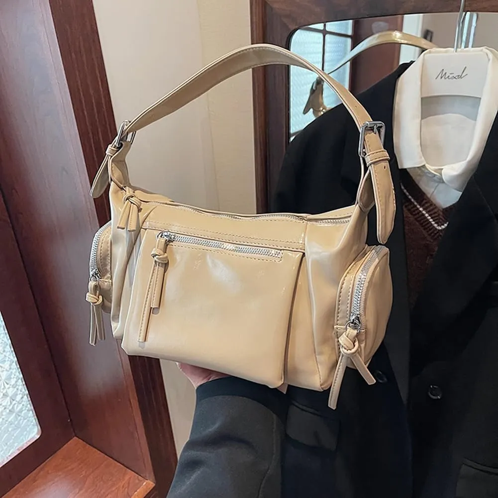 Shoulder Bag Soft PU Leather Underarm Bag Multi-Pocket Hobo Bag Trendy Tote Bag for Women Work Shopping Travel