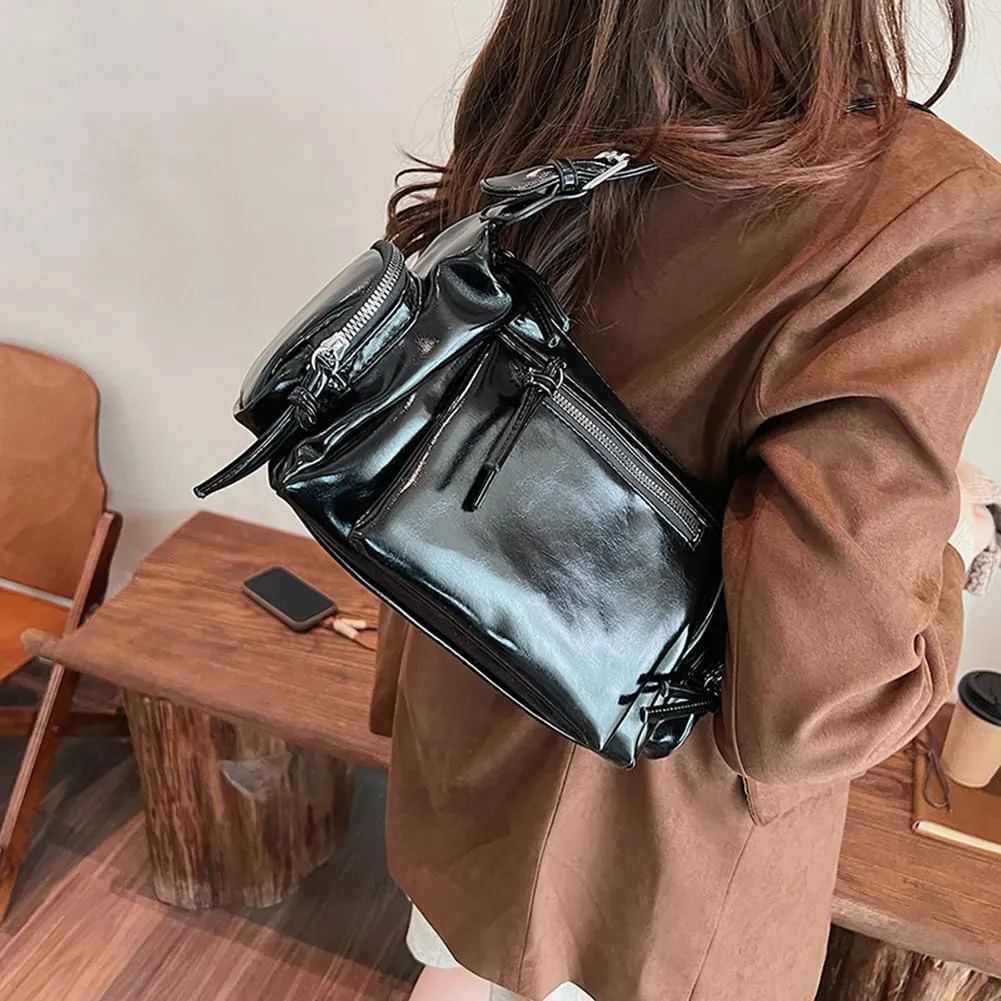 Shoulder Bag Soft PU Leather Underarm Bag Multi-Pocket Hobo Bag Trendy Tote Bag for Women Work Shopping Travel