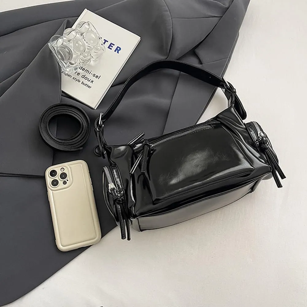 Shoulder Bag Soft PU Leather Underarm Bag Multi-Pocket Hobo Bag Trendy Tote Bag for Women Work Shopping Travel