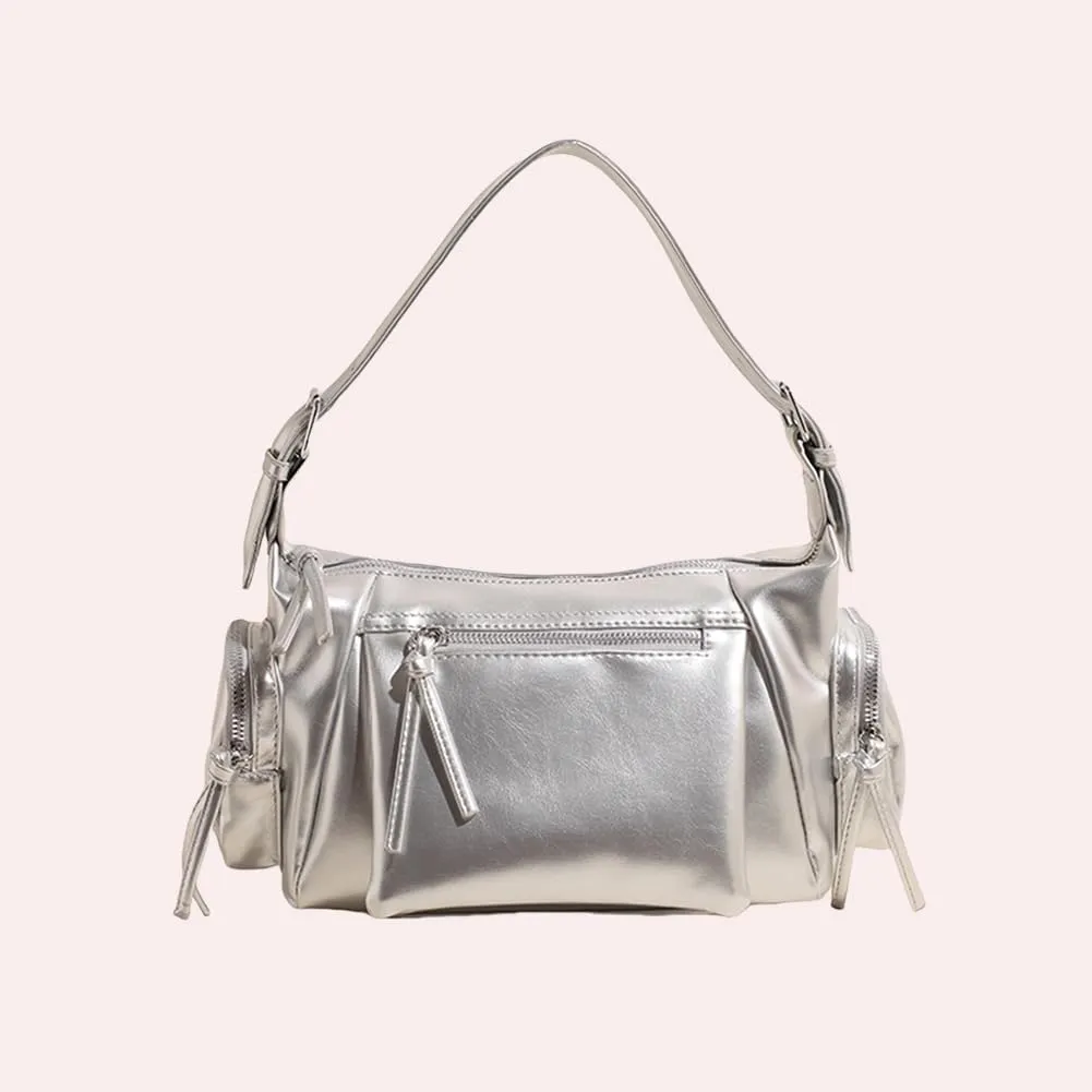 Shoulder Bag Soft PU Leather Underarm Bag Multi-Pocket Hobo Bag Trendy Tote Bag for Women Work Shopping Travel