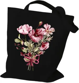 Shoulder Bag Wildflowers Canvas Tote Bag Women Daisy Rose Lavender Shopping Bag Student Plant Style Female Reusable