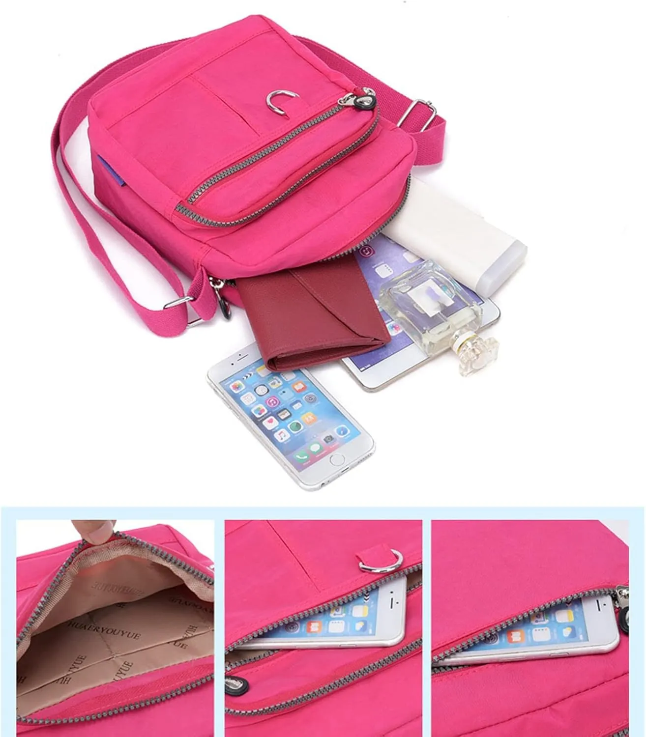 Shoulder Bags for Men Casual Nylon Purse Handbag Crossbody Bags Shoulder Bag Handbag For Women Small (Purple, One Size)